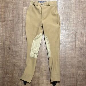 Kids 6 Tan Equestrian Riding Breeches with Reinforced Patches
